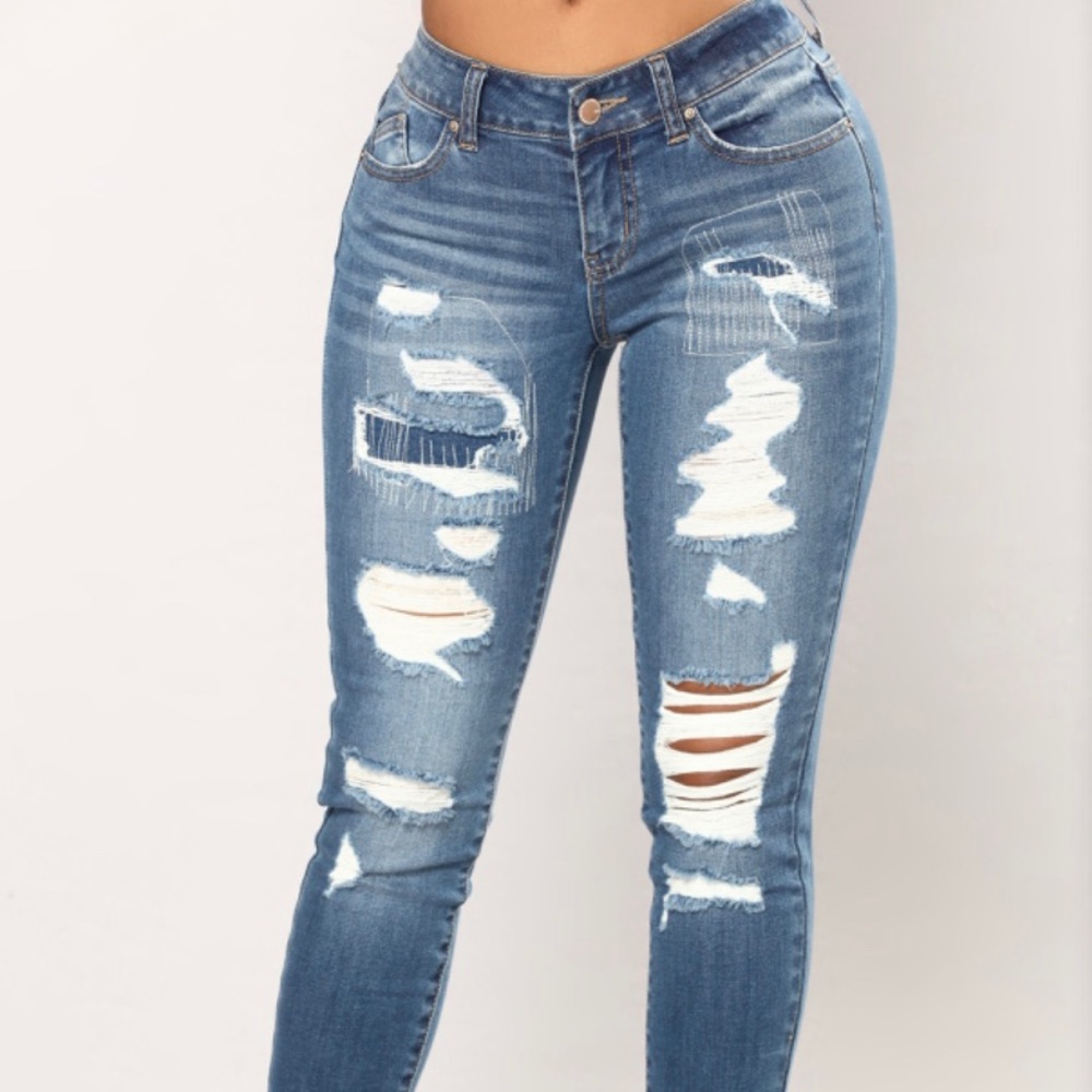 Fashion Nova Distressed Ankle Jeans